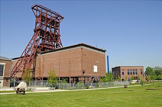 煤矿,工业,纪念建筑,弯曲,塔,盖尔森基兴,北莱茵威斯特伐利亚,德国,欧洲