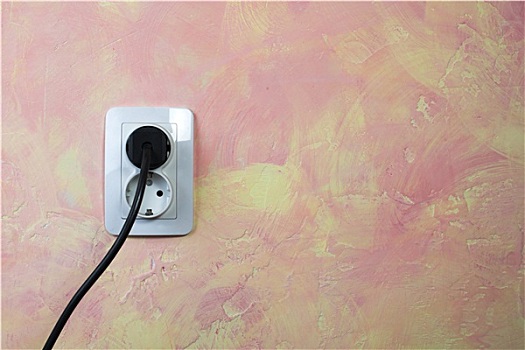 白人,插座,线缆,粉色,墙壁