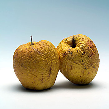 两个,褶皱,金色,苹果