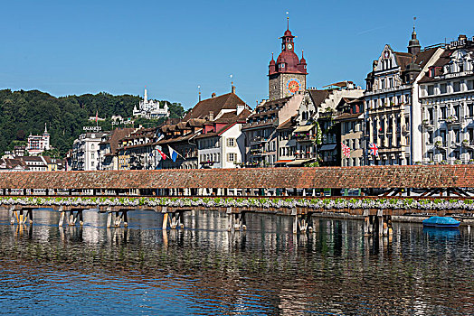 城市风光,市政厅,塔,琉森湖,瑞士