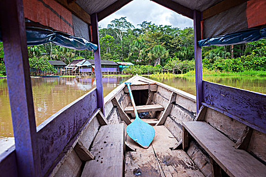 紫色,独木舟,亚马逊河