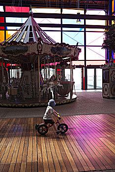 孩子,平衡,自行车,中心,商业,港口,沃邦,购物中心,勒阿弗尔,城市,周年纪念