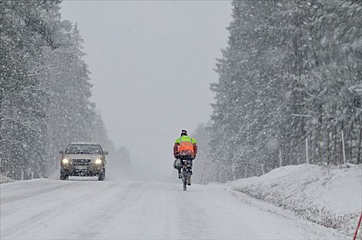 骑自行车,冬天,瑞典