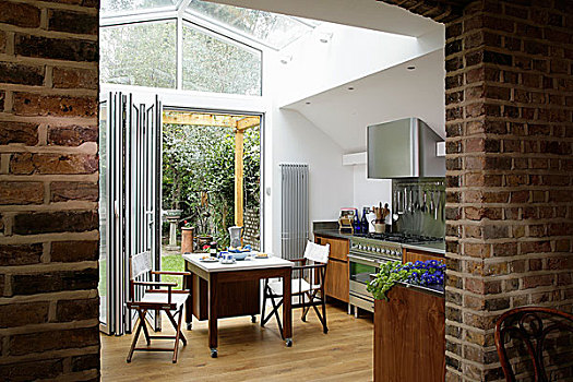 双人桌,现代,厨房,折叠,内庭,门