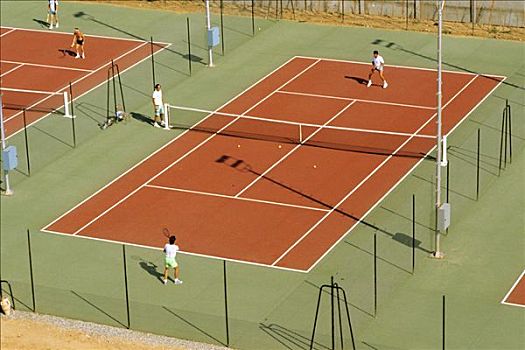 网球,场地,俯视