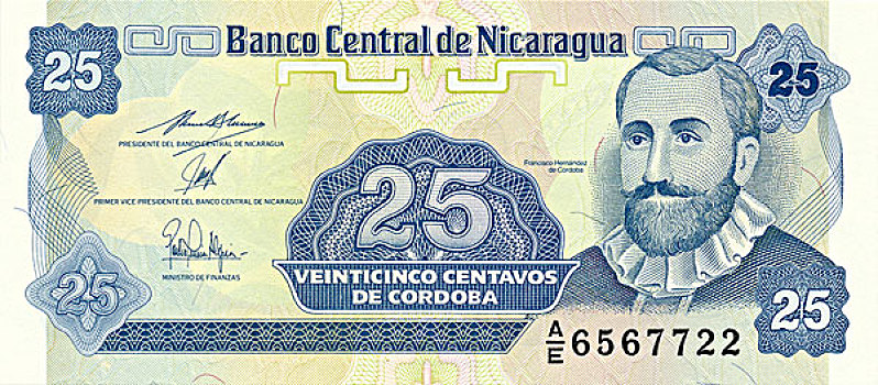 货币,肖像,科多巴,尼加拉瓜