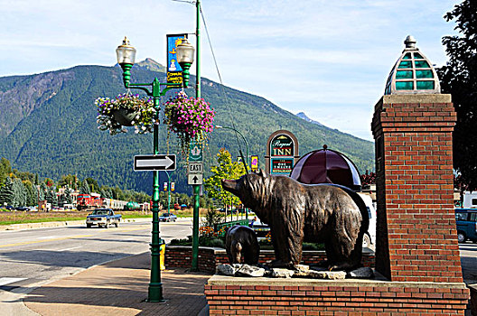 青铜,棕熊,熊,入口,不列颠哥伦比亚省,加拿大