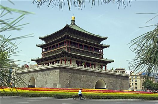 钟楼,约会,14世纪,清朝,西安,陕西,中国