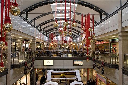 圣诞装饰,顾客,圣诞购物,商场,黑森州,德国