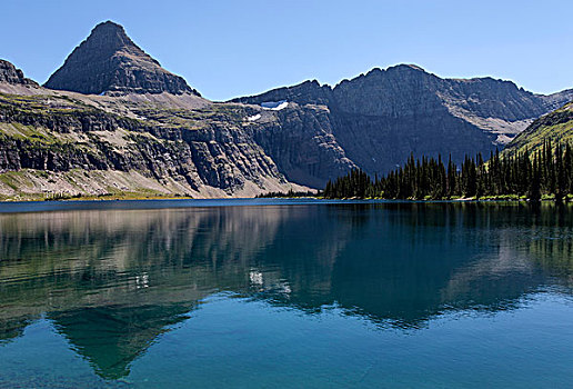 隐藏,湖,山,冰川国家公园,蒙大拿,美国,北美