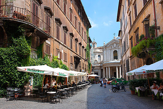 鹅卵石,街道,咖啡馆,纳佛那广场,区域,罗马,意大利,欧洲