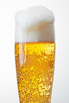 玻璃杯,清淡,啤酒,溢出,泡沫