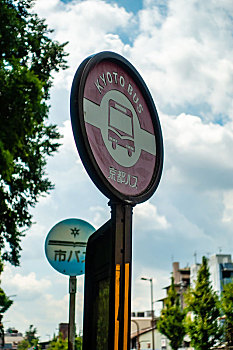 日本京都巴士候车亭,车站站牌