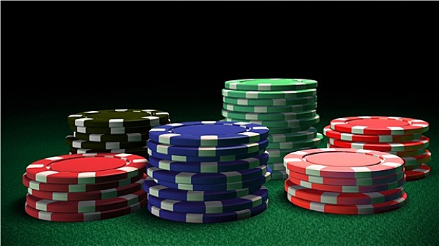 赌场,彩色,筹码,绿色,桌子