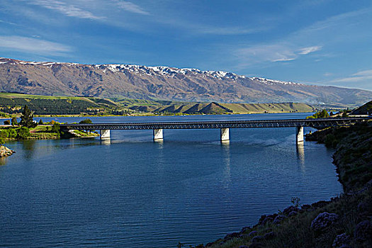 桥,湖,比萨,中心,奥塔哥,南岛,新西兰