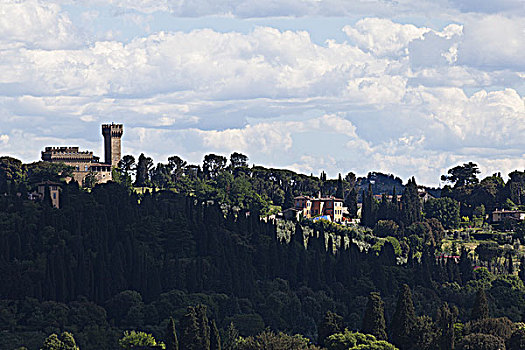 意大利,佛罗伦萨,城堡,山顶