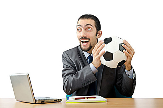 足球,概念,商务人士,白色背景