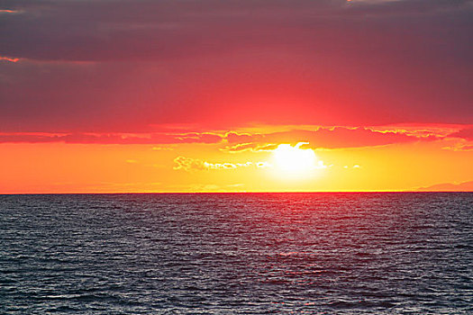 太阳,沉没,海中