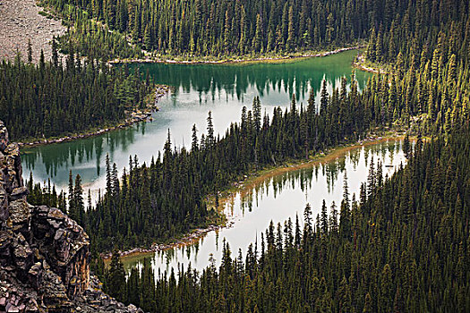 两个,小,高山,湖,俯视,不列颠哥伦比亚省,加拿大