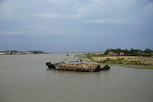 河,库尔纳市,孟加拉,二月,2008年
