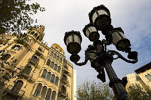 路灯柱,建筑,巴塞罗那,西班牙