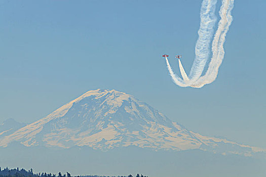红色,鹰,空中运动,团队,飞行表演,庆贺,西雅图,美国