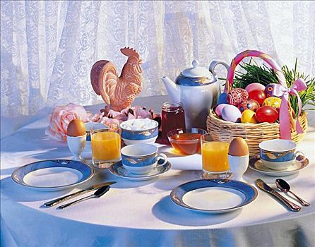 复活节早餐,东方,风,装饰,篮子,花,风情,食物