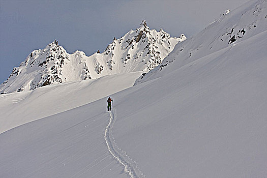 滑雪者,瓦尔德斯半岛,阿拉斯加,美国