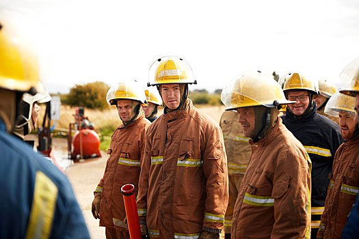 消防员,培训,团队,听,会面,设施