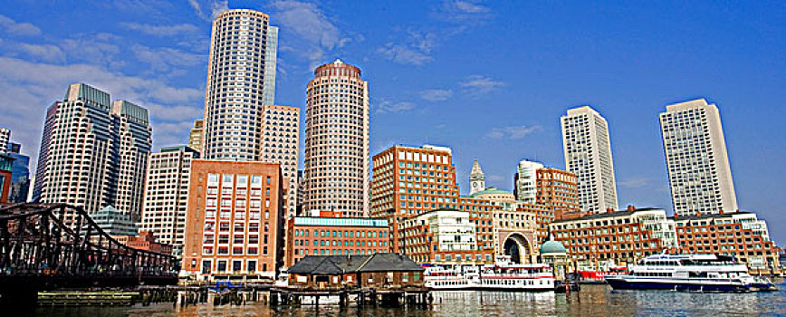 天际线,码头,水岸,波士顿,马萨诸塞,新英格兰,美国