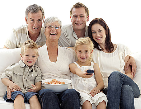家庭,看电视,吃,松脆食品,在家
