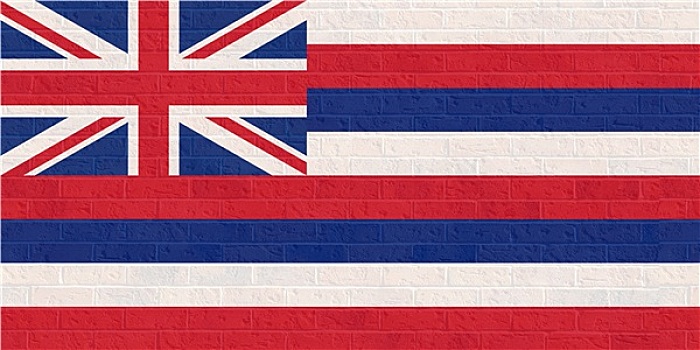 夏威夷,旗帜,砖墙