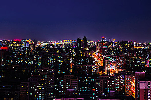 北京城市夜景-德胜门