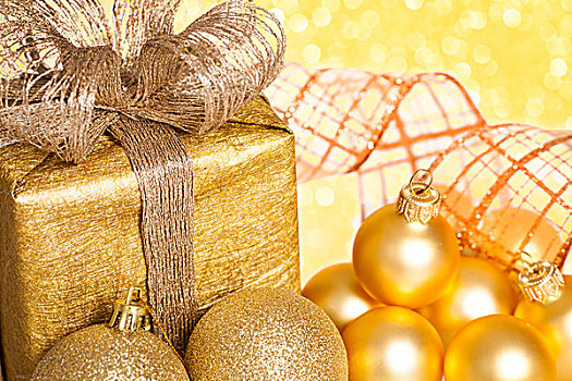 金色,圣诞树装饰,背景
