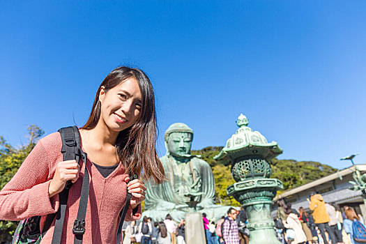 女人,旅行,镰仓,城市