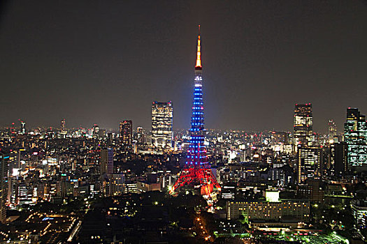 东京,光亮,东京塔,夜晚,日本,亚洲