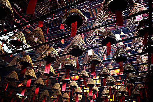 香,盘绕,悬挂,天花板,文武庙,香港