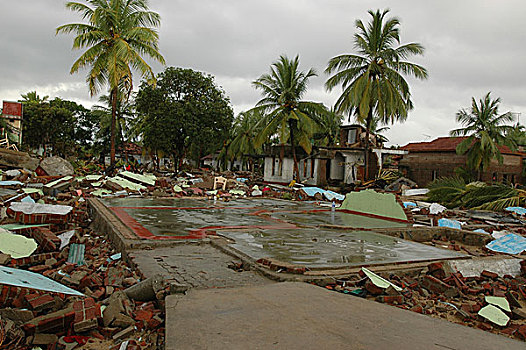海啸,巨大,破坏,渔村,房子,地上,地区,东方,斯里兰卡