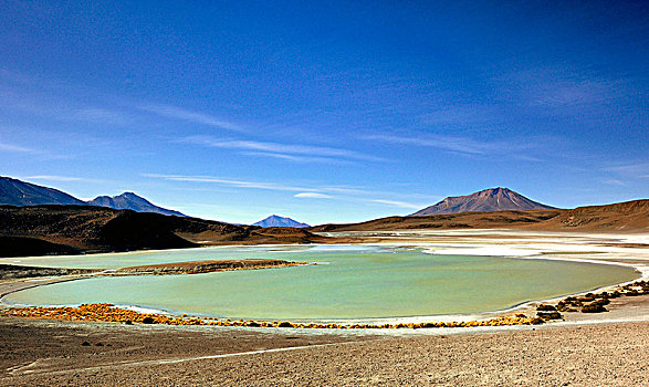 玻利维亚,南美,绿色,泻湖,珠宝,道路