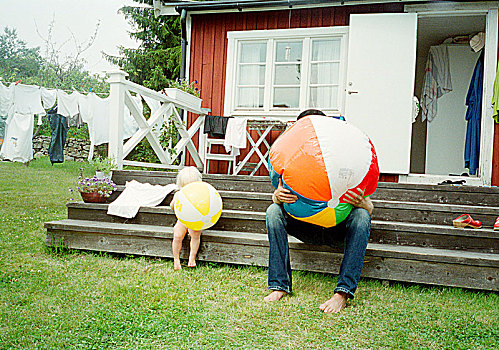女儿,充气,水皮球,瑞典