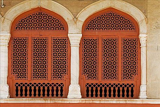 仰视,窗户,博物馆,斋浦尔,拉贾斯坦邦,印度