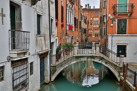 运河,桥,船,威尼斯,意大利