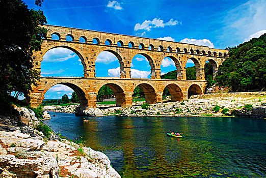加尔桥,局部,罗马水道,法国南部,靠近,尼姆