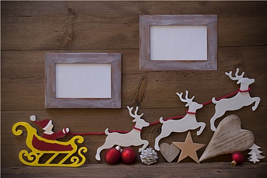 圣诞老人,雪撬,驯鹿,框,留白