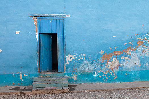 加勒比,古巴,特立尼达,蓝色,门,墙壁