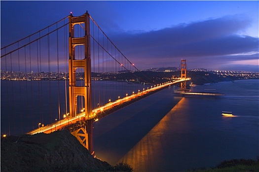 金门大桥,夜晚,船,旧金山,加利福尼亚