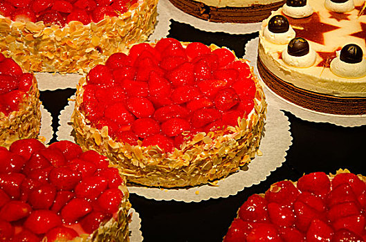 瑞士,巴塞尔,传统,糕点店,彩色,新鲜,蛋糕,出售