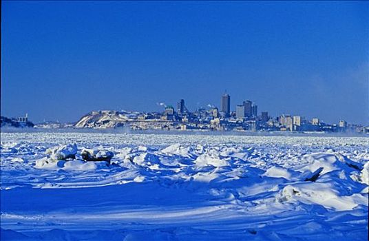 加拿大,魁北克省,全视图,魁北克城,冬天