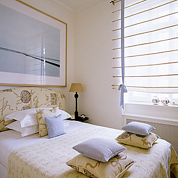 堆积,垫子,床,白色,百叶窗,窗户
