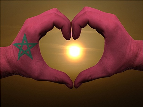 心形,喜爱,手势,彩色,摩洛哥,旗帜